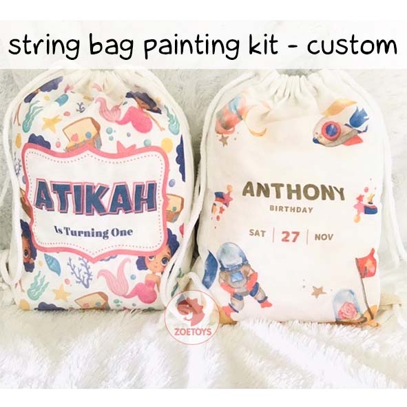 Zoetoys String Bag Painting Kit Custom | Hampers Tas Serut Anak Edukasi