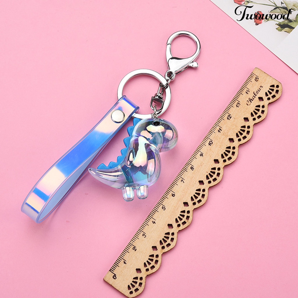 Twowood Key Holder Tiga Dimensi Electroplating Hewan Pengerjaan Indah Poles Menghias Liontin Lucu Imut Kartun Transparan Dinosaurus Gantungan Kunci Aksesori Mobil