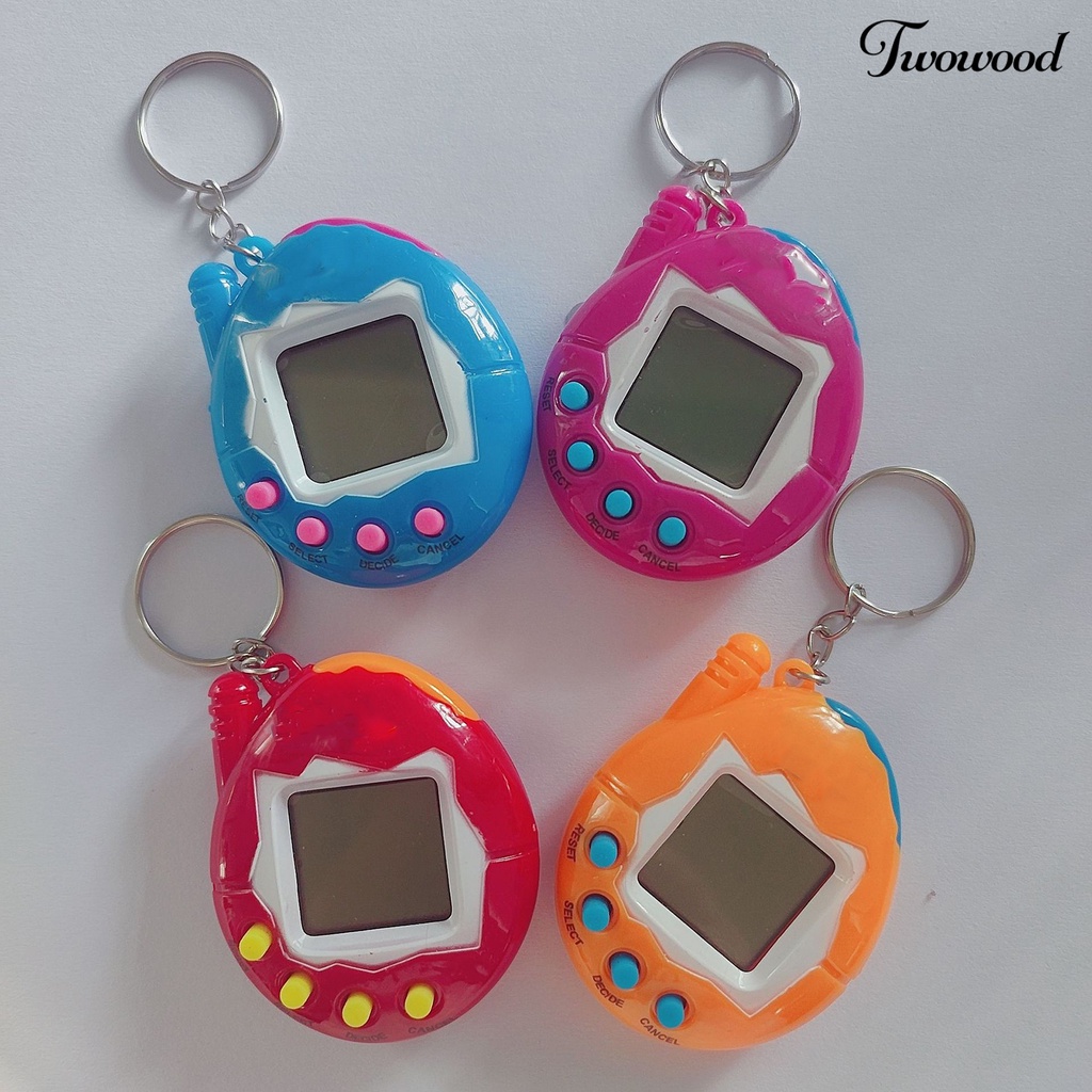 Twowood Pocket Game Console Handheld Virtual Pet Feeding Tekan Untuk Bermain Dengan Gesper Gantung Nostalgia Konsol Hewan Peliharaan Elektronik Mainan Anak