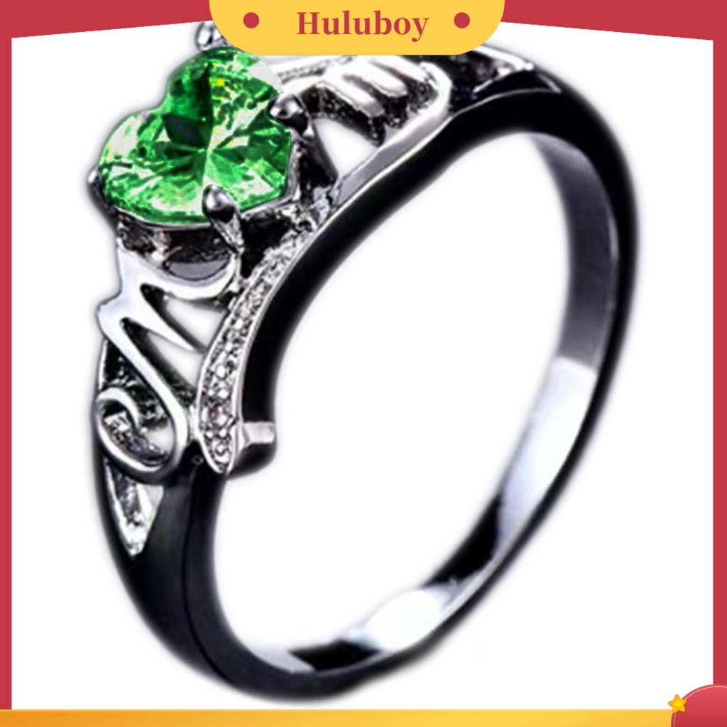 {Ready Stock} Cincin Wanita Cinta Hati Electroplated Cubic Zirconia Bentuk Hati Jari Cincin Perhiasan Untuk Pertunangan