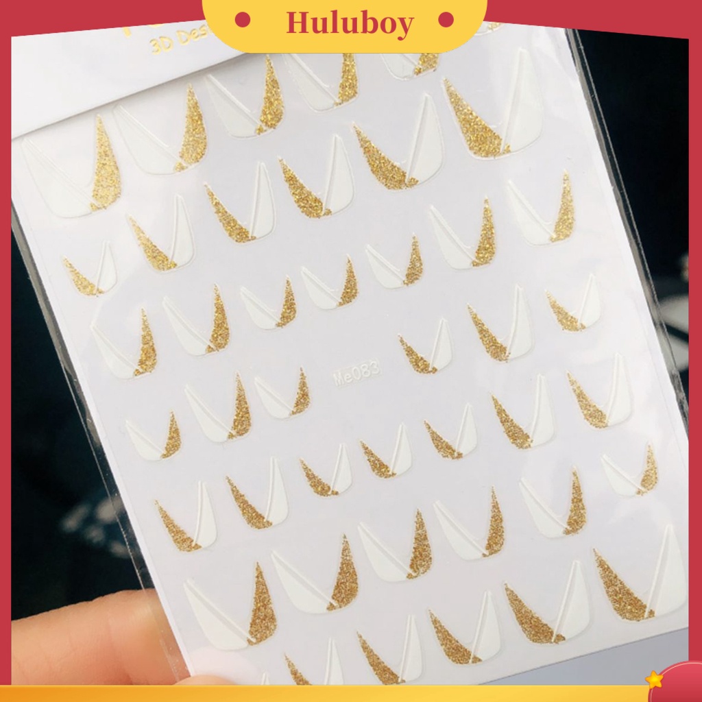 {In Stock} Stiker Garis Kuku Gaya Perancis Perekat Diri Ultra Tipis Glitter Kuku Sparkly Oblique Strip Decals Untuk Perempuan