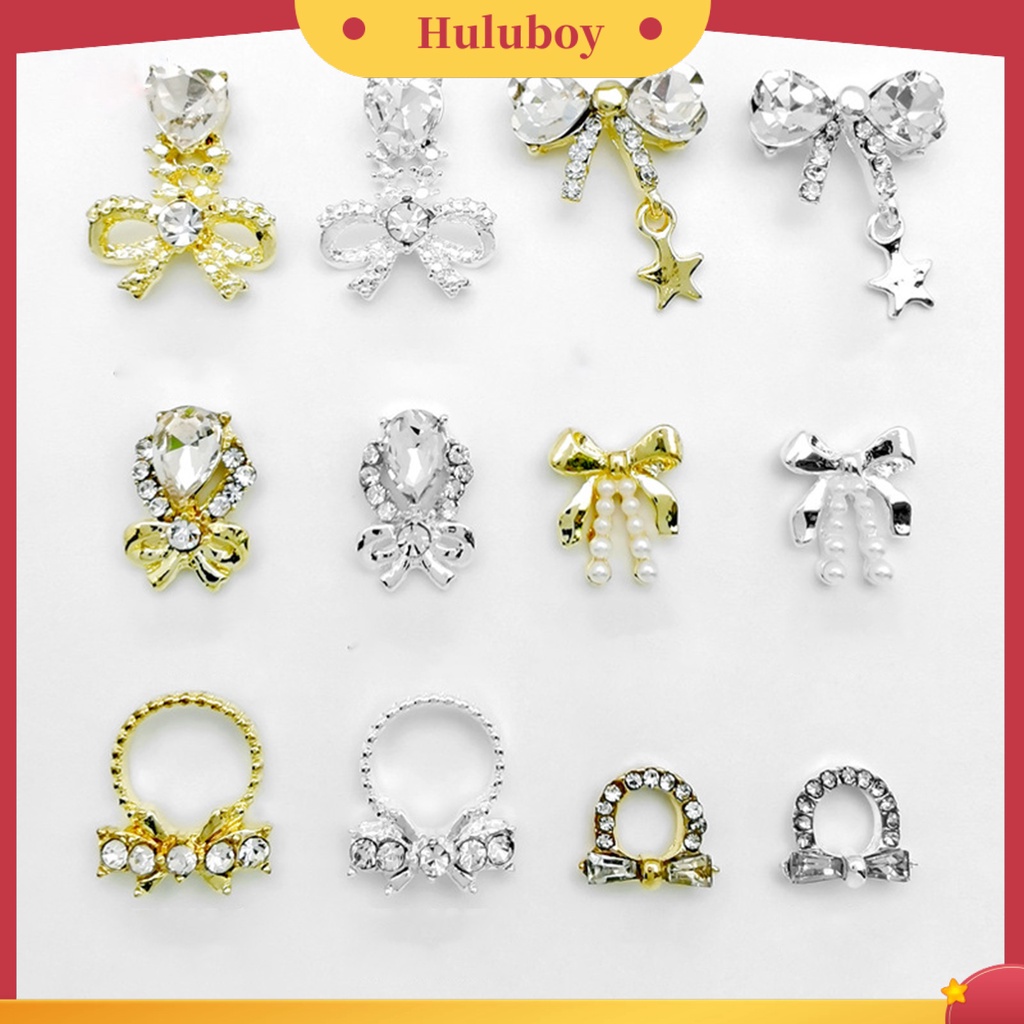 {In Stock} 10Pcs Manicure Dekorasi Permukaan Mengkilap Bentuk Kreatif Warna Cerah Tahan Karat Serbaguna Hias Alloy Bow-Knot DIY Perhiasan Kuku Desain Manicure Untuk Salon Kuku