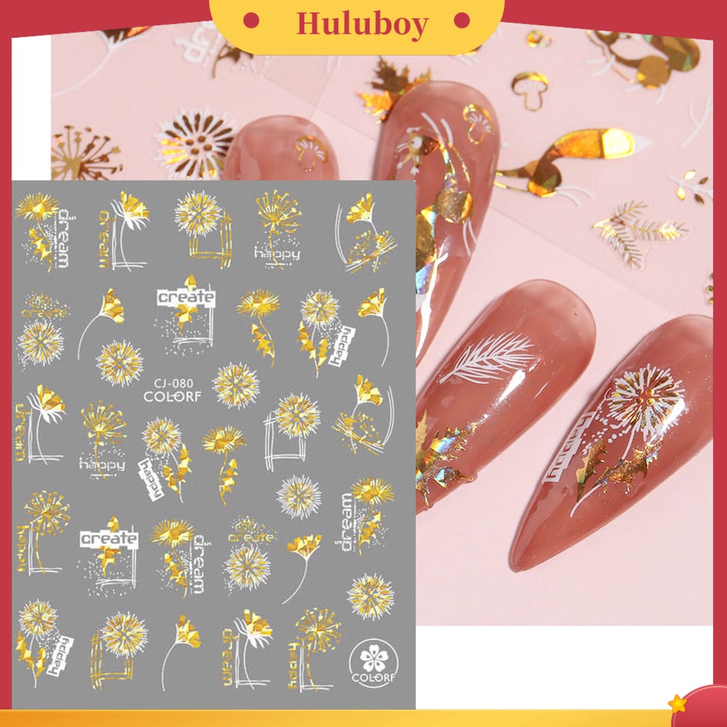 {In Stock} 2lembar Stiker Nail Art Gloss Perekat Diri Tidak Luntur DIY Kuat Lengket Kupu-Kupu Maple Daun Manicure Decal Nail Salon Supply