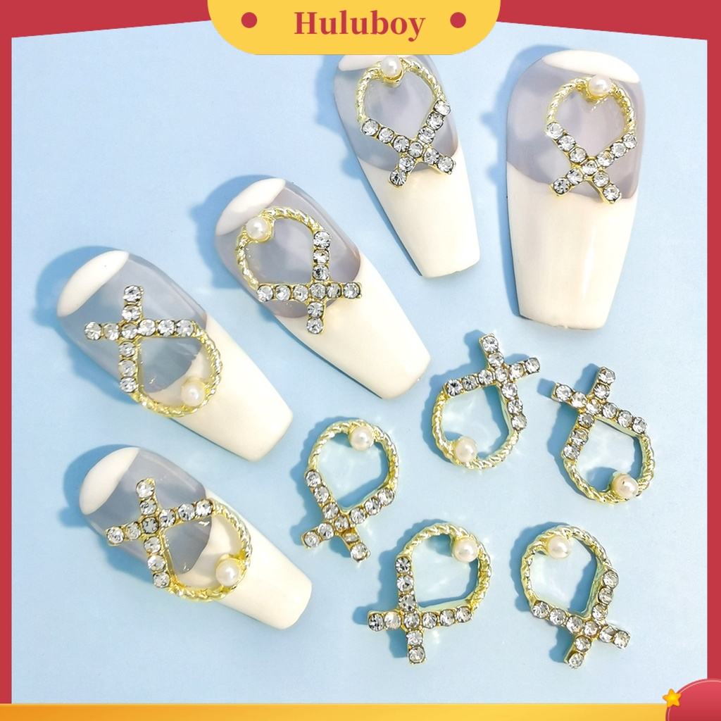 {In Stock} 10Pcs Nail Art Jewelries 3D Bentuk Busur Berlian Imitasi Berkilau Mutiara Imitasi Nail Charms Dekorasi Untuk Salon Kuku