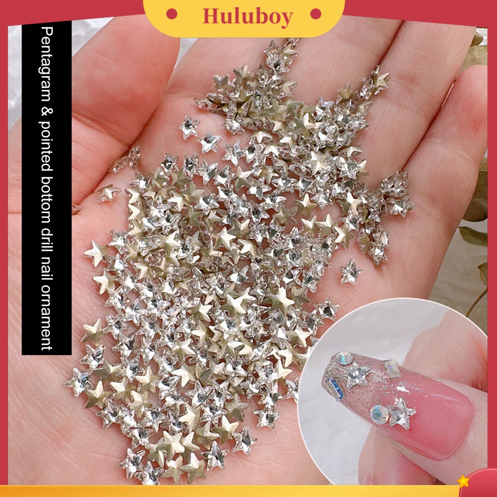 {In Stock} 10Pcs/tas Kuku Kristal Imitasi Tiga Dimensi Bersinar Tidak Jatuh Glitter DIY Mini Putih Merah Muda Menunjuk Dasar Nail Art Pentagram Manicurist Supply