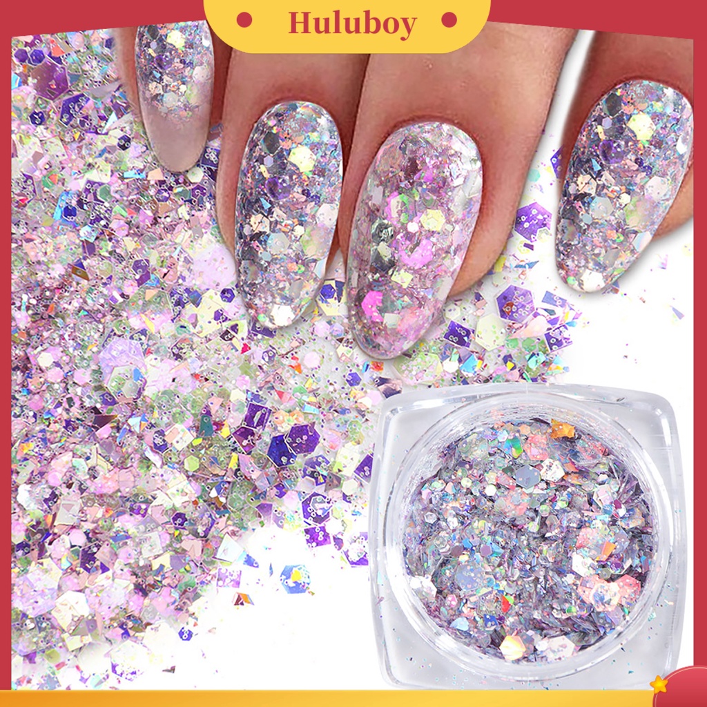 {In Stock} Glitter Kuku Bentuk Tidak Teratur Hologram Fashion Laser Sequin Bubuk Untuk Pesta