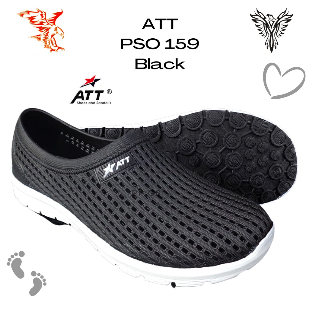 Sepatu Slip on Pria ATT PSO 159 Karet Pantofel model jaring Anti Air