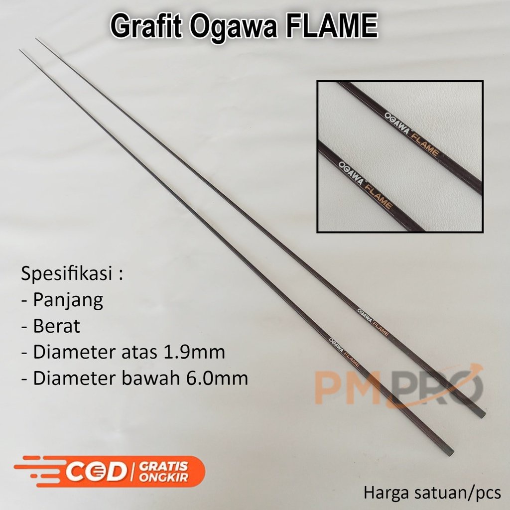 Ujung Graphite Ogawa Flame 90cm Blank-Pucukan / Custom Atasan Joran Pancing Kolam - Cendani /Ujung K