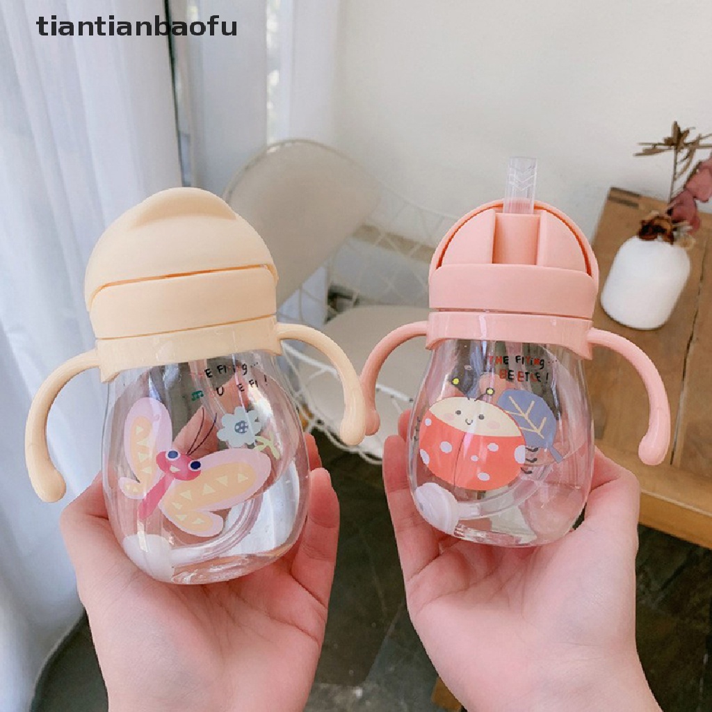 [tiantianbaofu] 250ml Baby Sippy Water Cup Kid Handle Belajar Makan Botol Minum Anti Tersedak Dengan Gravity Ball Kids Training Cup Dengan Sedotan Butik