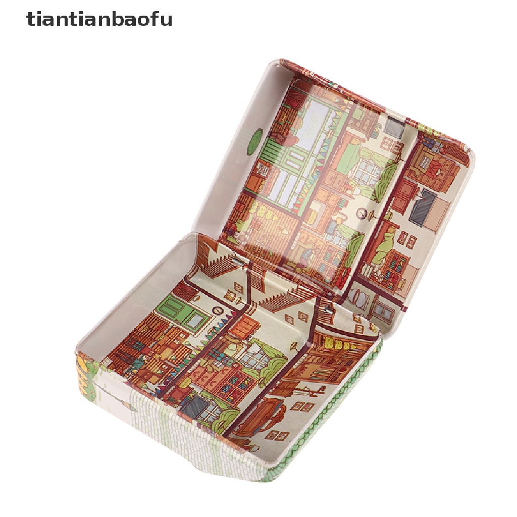 [tiantianbaofu] Vintage Mini Tinplate Box Kotak Penyimpanan Rumah Idaman Wadah Logam Warna Acak Butik