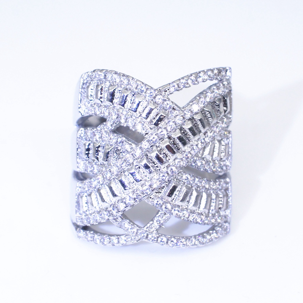 Goldkingdom Aksesoris Perhiasan Fashion Ready Stock Multilayer Dibungkus Dengan Cincin Berlian Mengacu Tunangan Perhiasan Perak Untuk Wanita &amp;#039; S.Pesta.