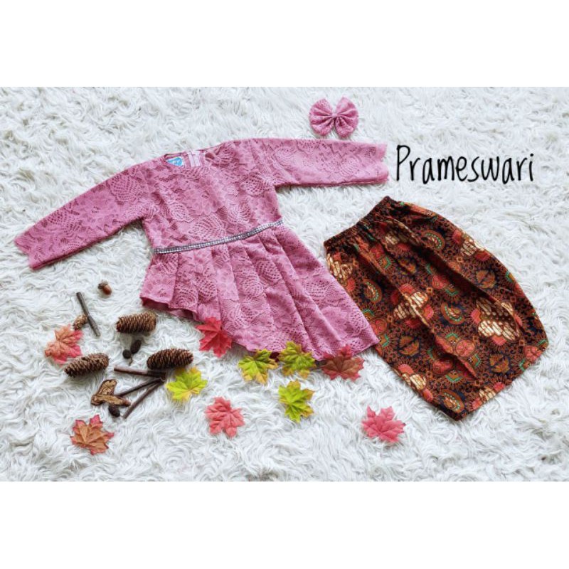 KEBAYA ANAK & DEWASA"'PRAMESWARI "' warna PEACH