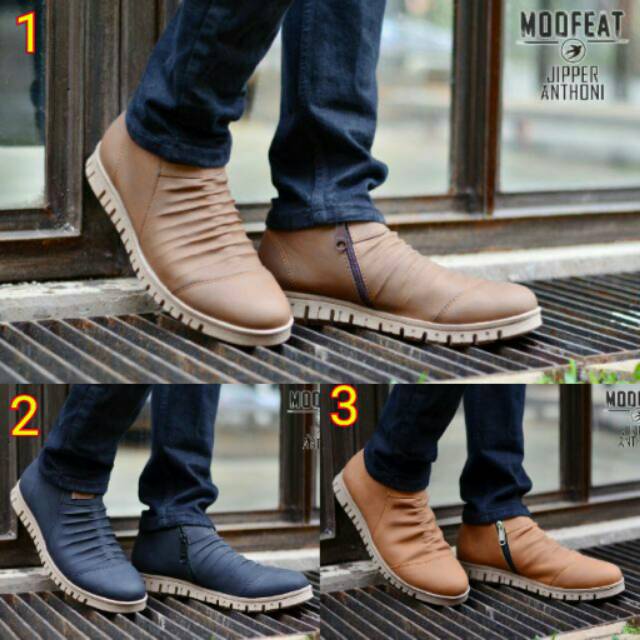 SEPATU BOOTS RESLETING [ ORIGINAL MOOFEAT ] Sepatu Boots Pria Resleting Boots Slop Formal