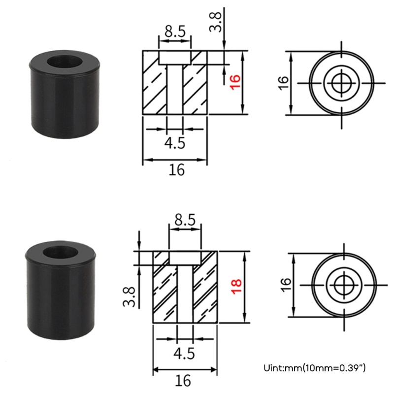 Zzz 4xLeveler Kolom Pengatur Jarak Tinggi Bahan Silikon Padat Untuk Ender3 CR10 CR10S