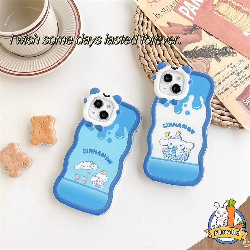 IPHONE Casing Kompatibel Untuk Iphone14 13 12 11 Pro Max X Xr Xs Max7 8 6 6s Plus Pasangan Biru Kualitas Tinggi Casing Ponsel Bergelombang Bingkai Monster Kecil Lembut Halus Shockproof Cover Pelindung