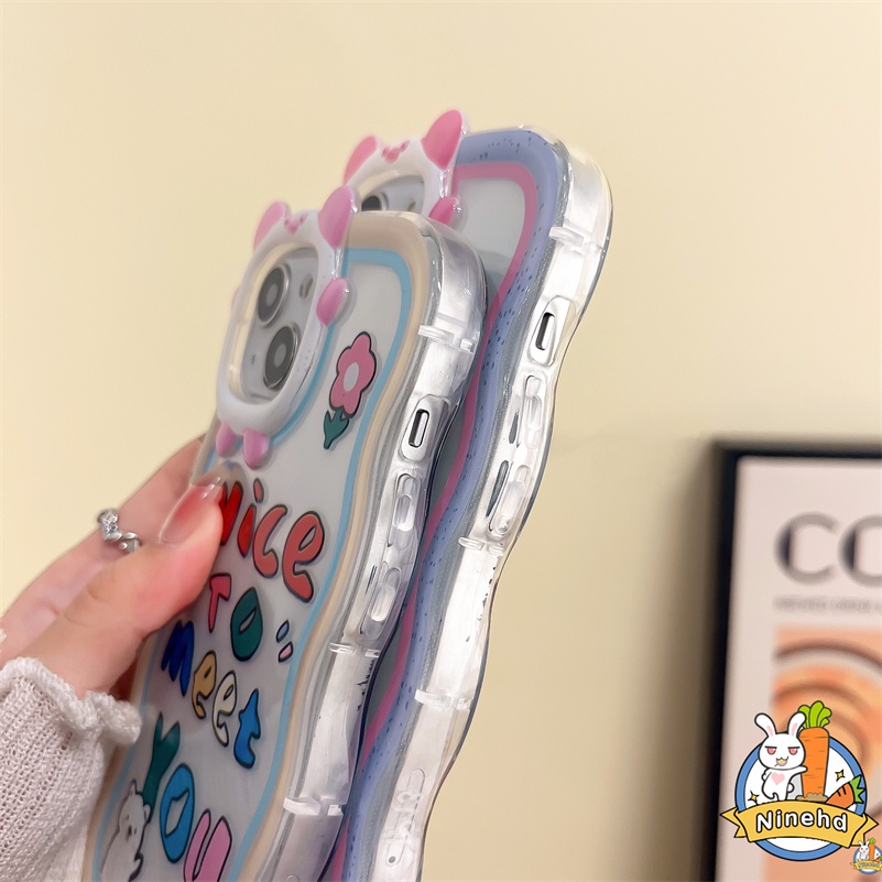 IPHONE Casing Kompatibel Untuk Iphone14 13 12 11 Pro Max X Xr Xs Max7 8 6 6s Plus SE Lucu Graffiti Letter Phone Case Wavy Edge Monster Bumper Anti Jatuh Shockproof Pelindung Soft Cover