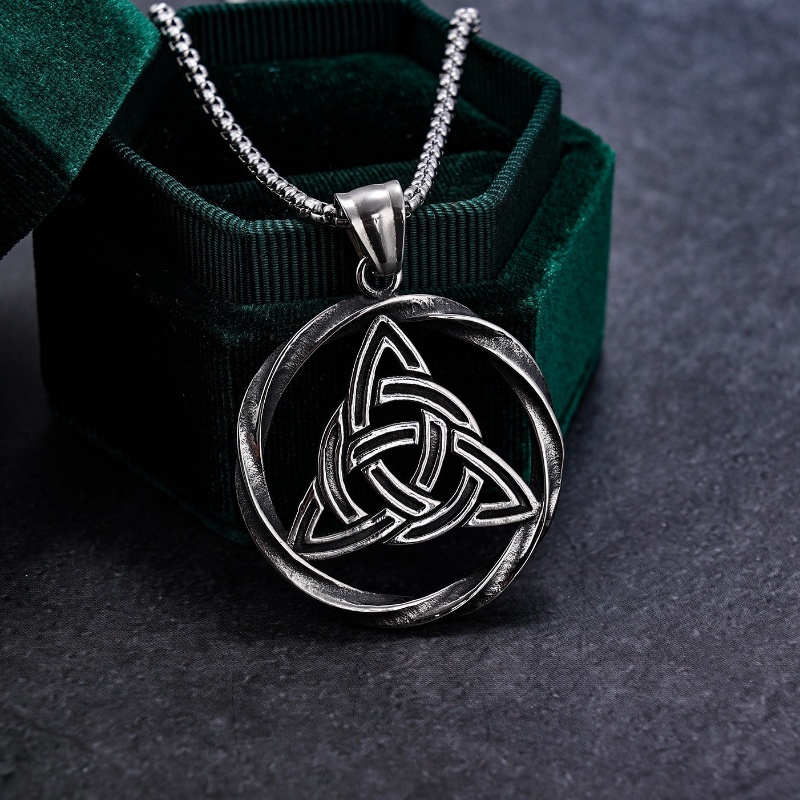 [X C Kalung] Baru Silvery Nordic Viking Rune Liontin Punk Hip Hop Stainless Steel Kalung Hadiah Pesta Ulang Tahun Untuk Pria Dan Wanita