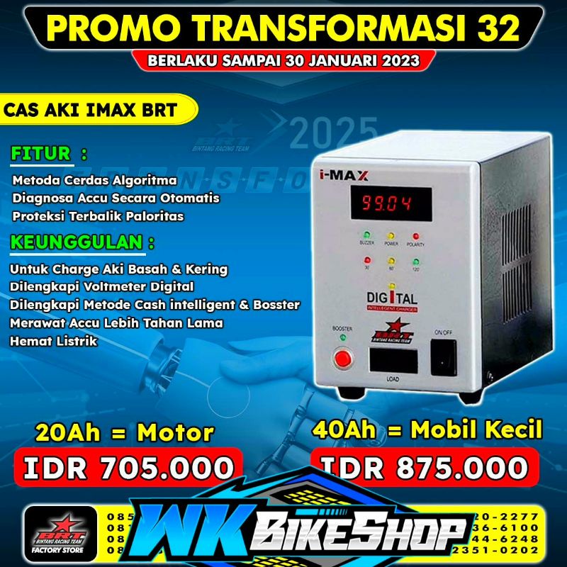 CHARGER AKI BRT 20Ah/40Ah/ SMART CHARGER AKI 20Ah/40Ah / IMAX DELTA  MOTOR & MOBIL 100% ORIGINAL