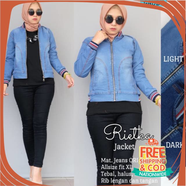 PROMO BIG SIZE JAKET BOMBER JUMBO/ Jaket Bomber Jeans Wanita Jumbo dan Super Jumbo