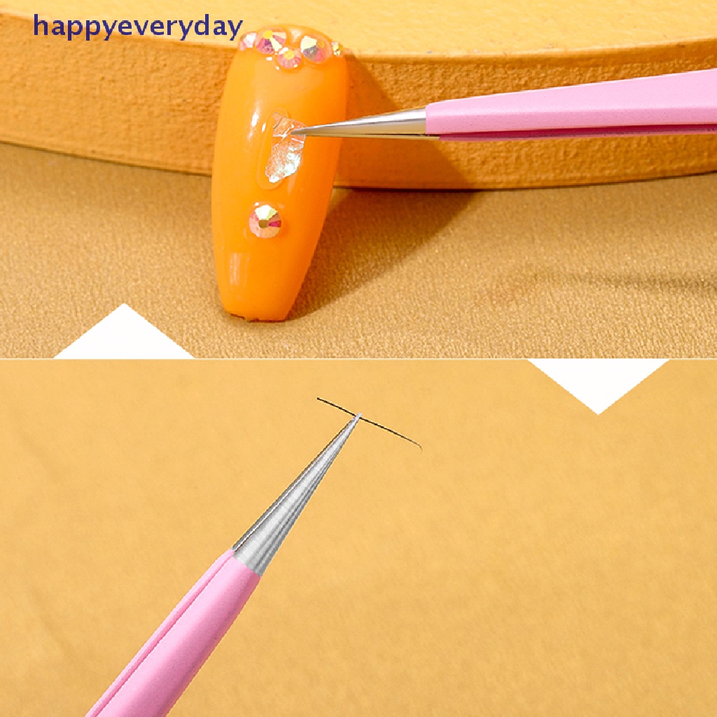 [happy] Pinset Kuku 3D Rhinestones Picker Nail Art Tools Dengan Kepala Penekan Silikon [ID]