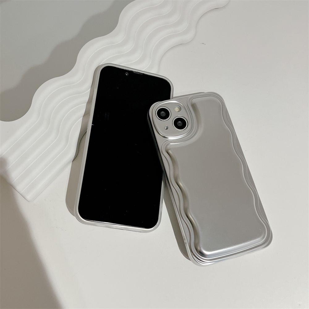 IPHONE Ins Shine Stylish Plating Irregular English Mirror Bracket Soft Case Untuk Iphone13 12 11 14 Pro X XR XS MAX Mewah Bergelombang Pinggiran Penutup Belakang