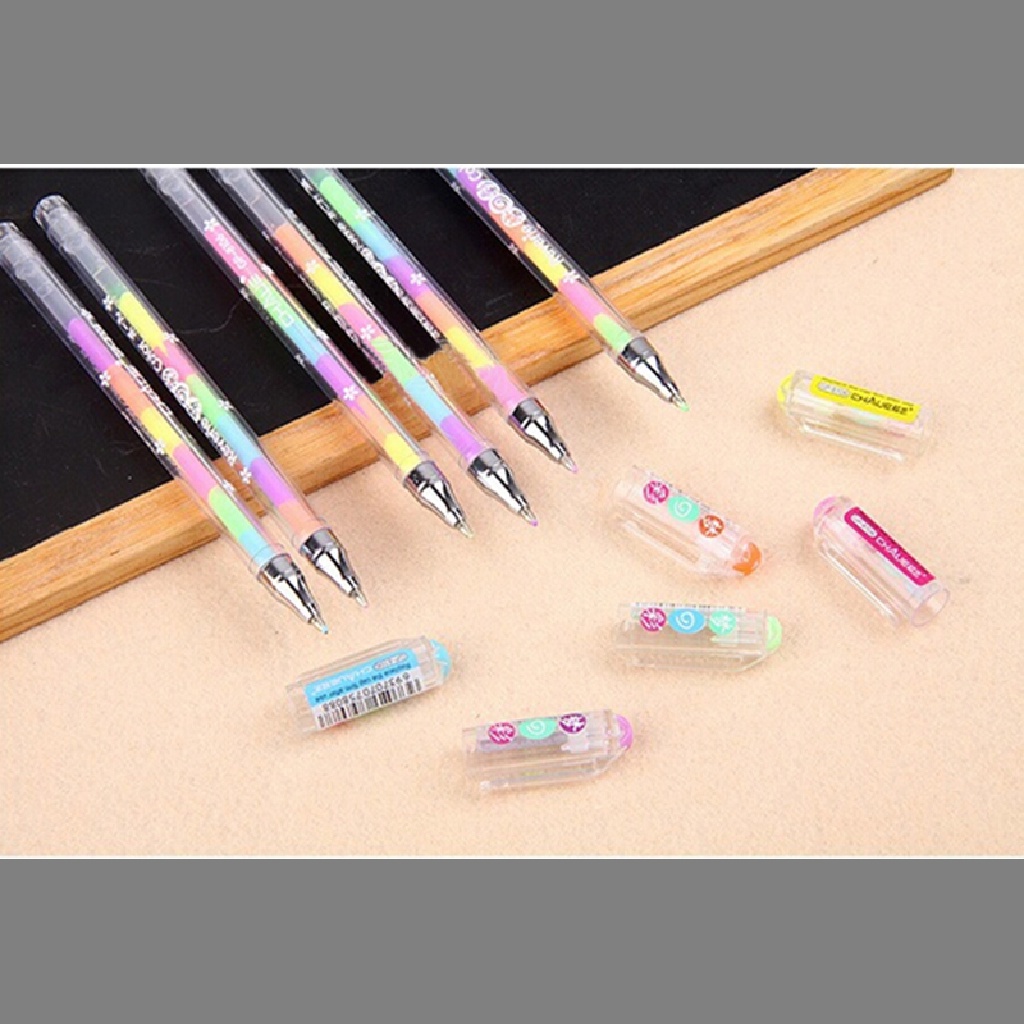 [HeavenDenotation] 1pc Desain Lucu Pulpen Tinggi Spidol Stationary Point Ballpen 6warna HDV