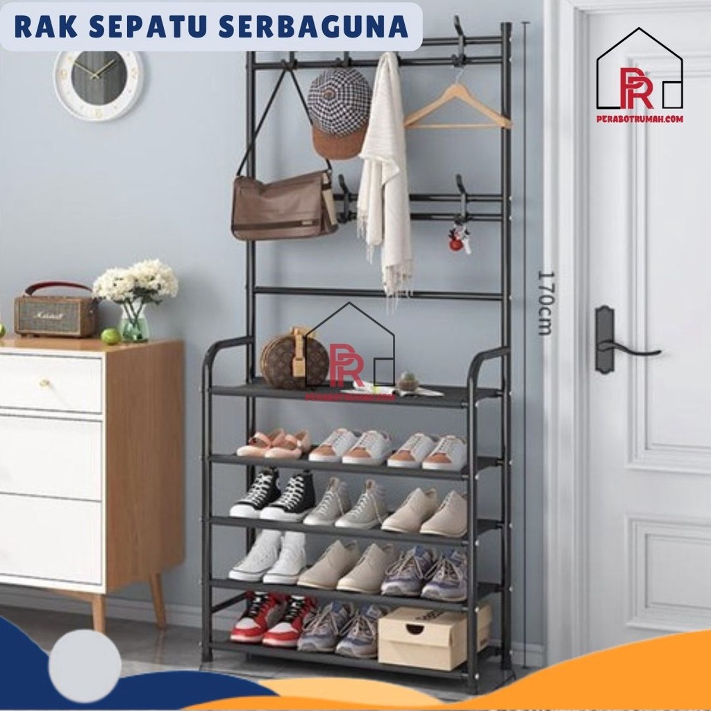 Rak &amp; Stand Gantungan Serbaguna - LB / Rak Sepatu &amp; Centelan Baju Tas Topi Rumah Aesthetic