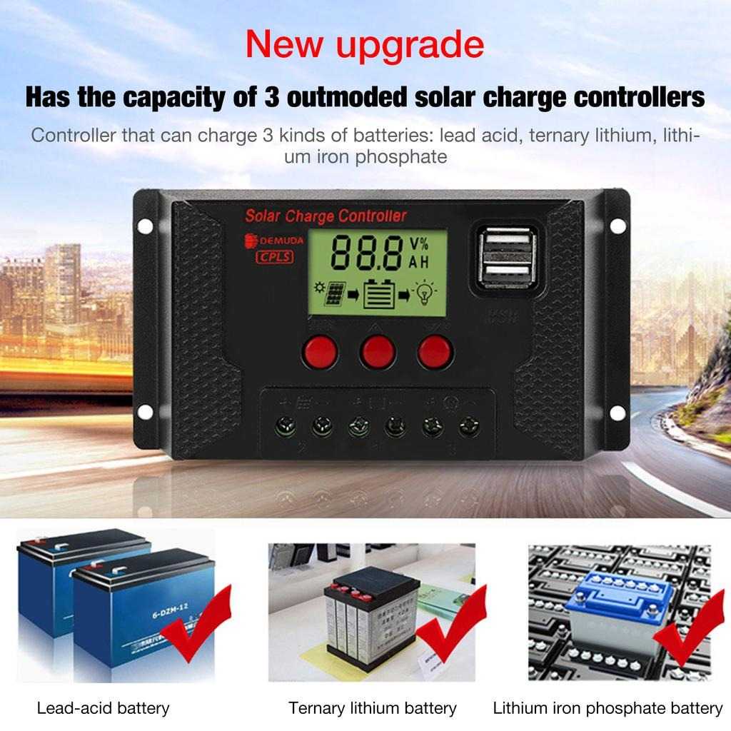 DEMUDA Solar Charge Controller PWM Automatic Recognize 12V/24V - CPLS