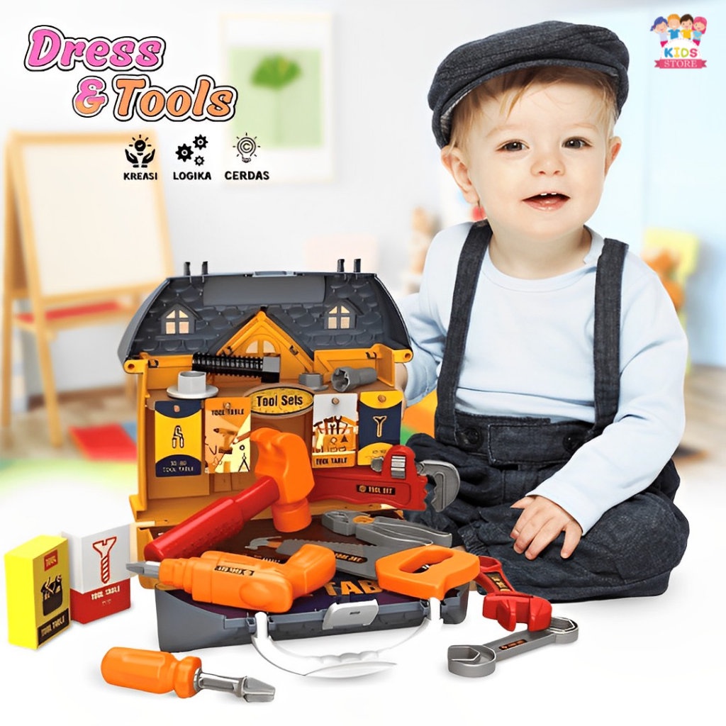 Mainan Alat Tukang &amp; Makeup Set Anak Laki Laki Perempuan | Dress &amp; Tools 3in1 Mainan Anak 3-4-5-6-7 Tahun
