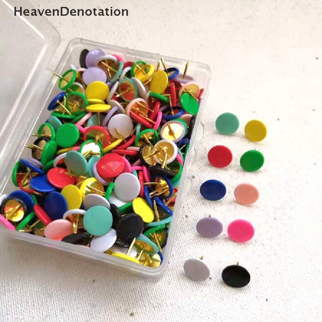 [HeavenDenotation] 100pcs Pin Dorong Bulat Papan Pengumuman Map Thumb Tacks Point Bulle Drawing  Hdv