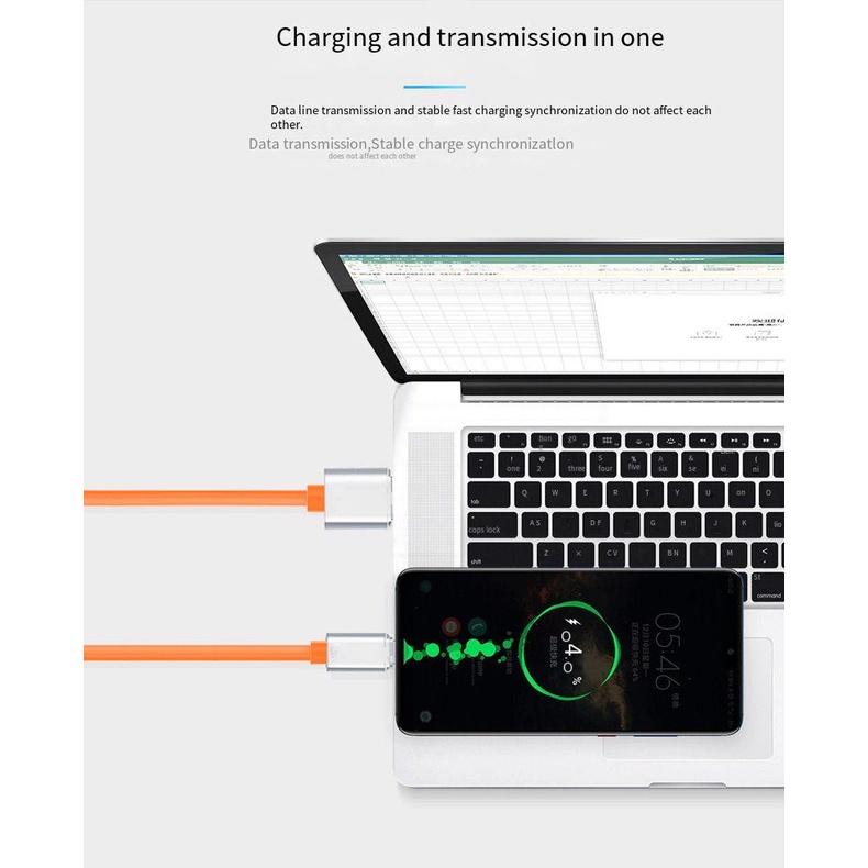 Kabel Data Luminous 1m 2A Kabel Tipe-C Kabel Cas TPE Untuk Ponsel