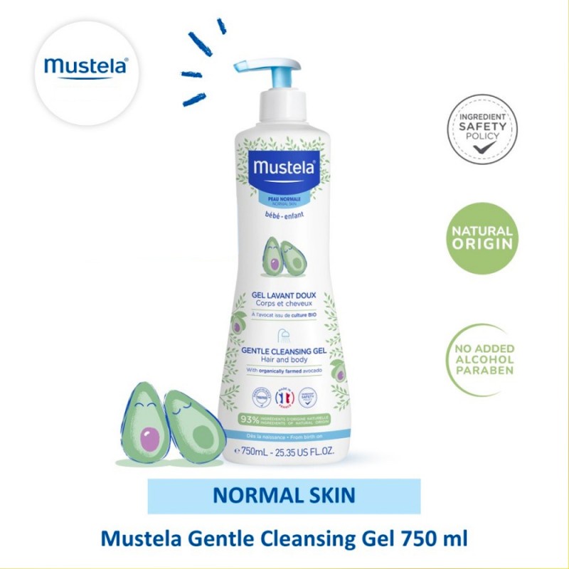 Mustela Bebe Gentle Cleansing Gel Hair &amp; Body Shampo Sabun Bayi 750 ml