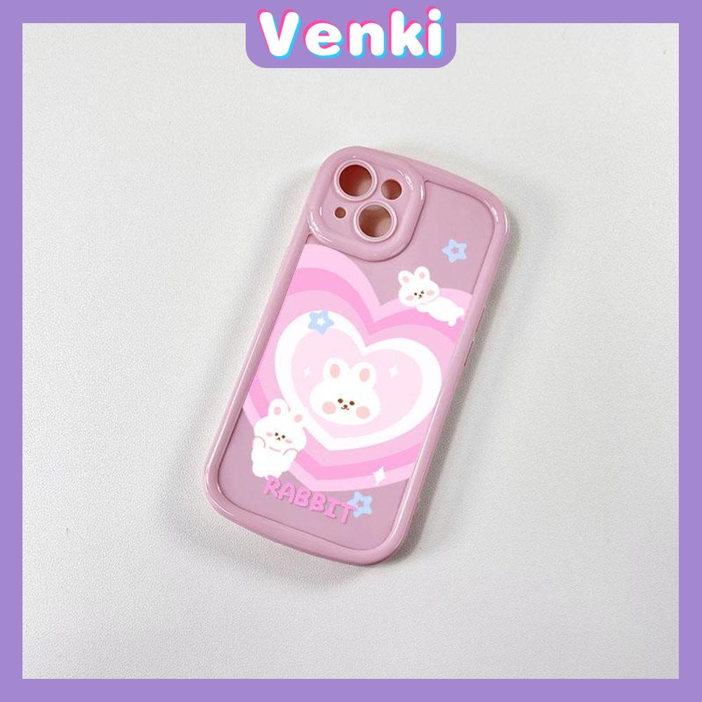 Case for iPhone 11 Soft TPU Glossy Round Edges Case Pink Heart Cute Cartoon Rabbit Camera Protection Shockproof For iPhone 14 13 12 11 Pro Max 7 8 Plus X XR