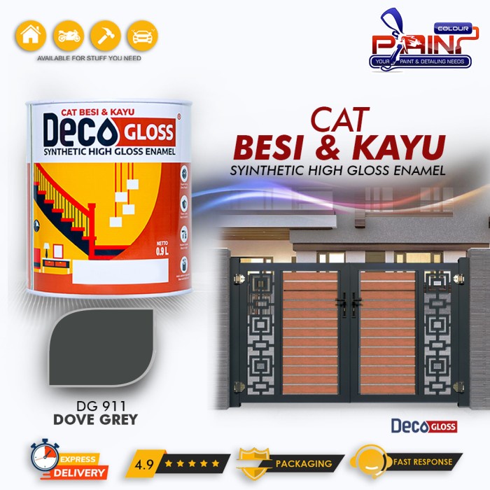 Cat Besi dan kayu DECOGLOSS Synthetic High Gloss DOVE GREY 0.9L