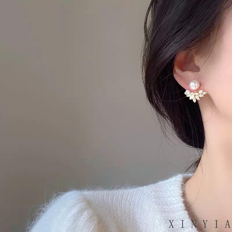 【COD】Anting Mutiara Tren Sayap Zirkon Anting Desain Rasa High-end Sterling Silver Earrings