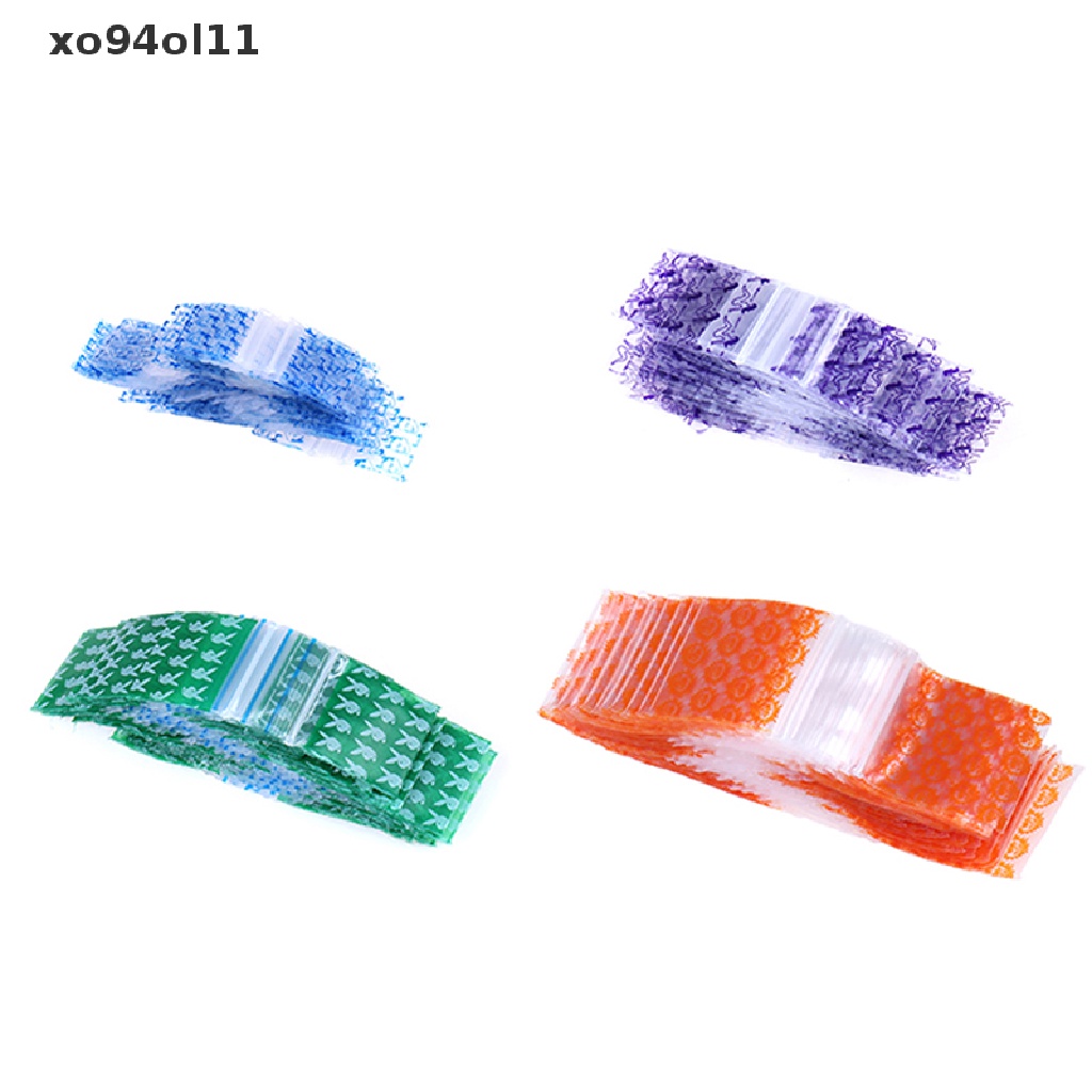 Xo 1.6 * 2/1.8 * 2.5/2.5 * 3.3 * 4cm 100pcs/bag Gaya Acak Blok Kantong ziplock Kecil OL