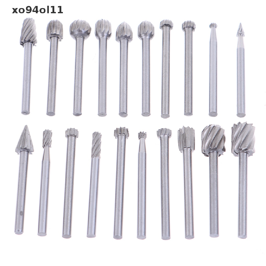 Xo 20pcs Tungsten Carbide Rotary Point Burr Die Grinder Shank Set 3 * 40mm OL