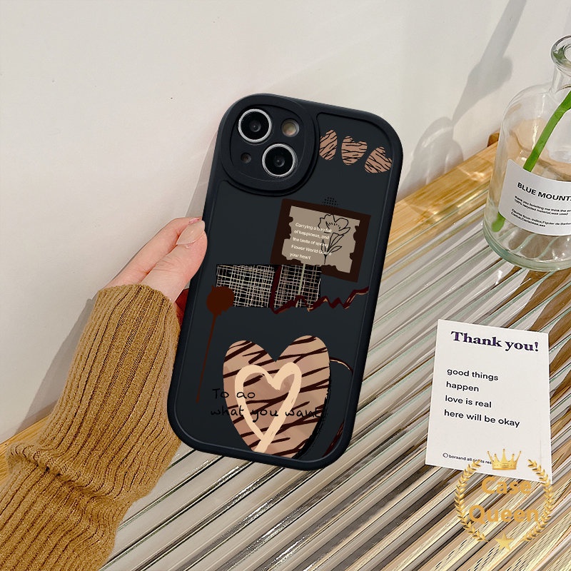 IPHONE Casing Ponsel Tpu Lembut Merek Trendi Kompatibel Untuk Iphone11 14 12 13 Pro Max XR XS X Max 8 7 6 6s Plus SE 2020 Ins Graffiti Cinta Hati Bunga Letter Cover