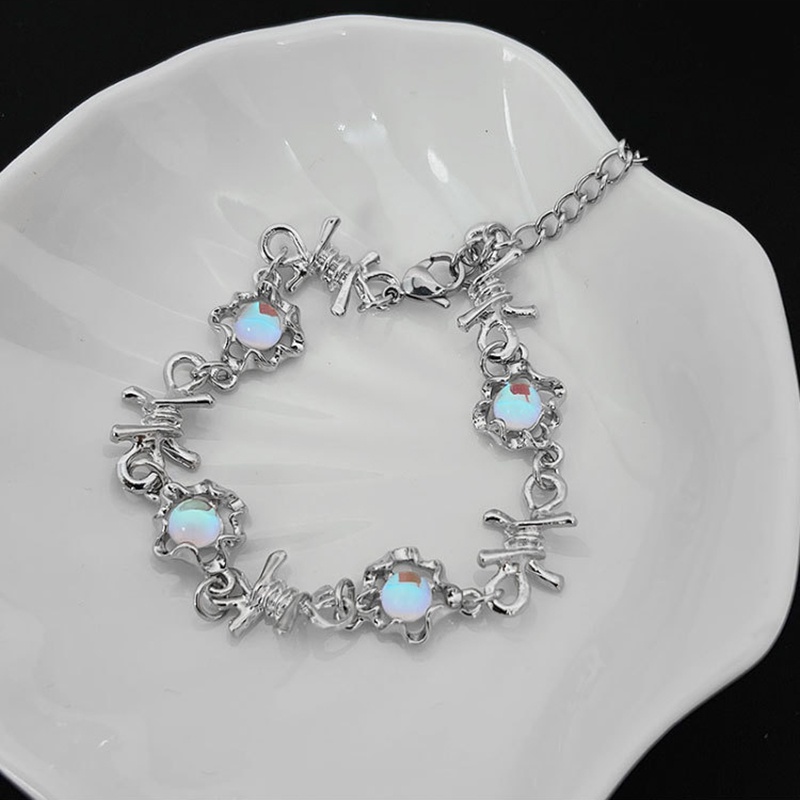 Sweet Thorn Splice Moonstone Bracelet Untuk Wanita Gelang Rantai Perak Aksesoris Perhiasan