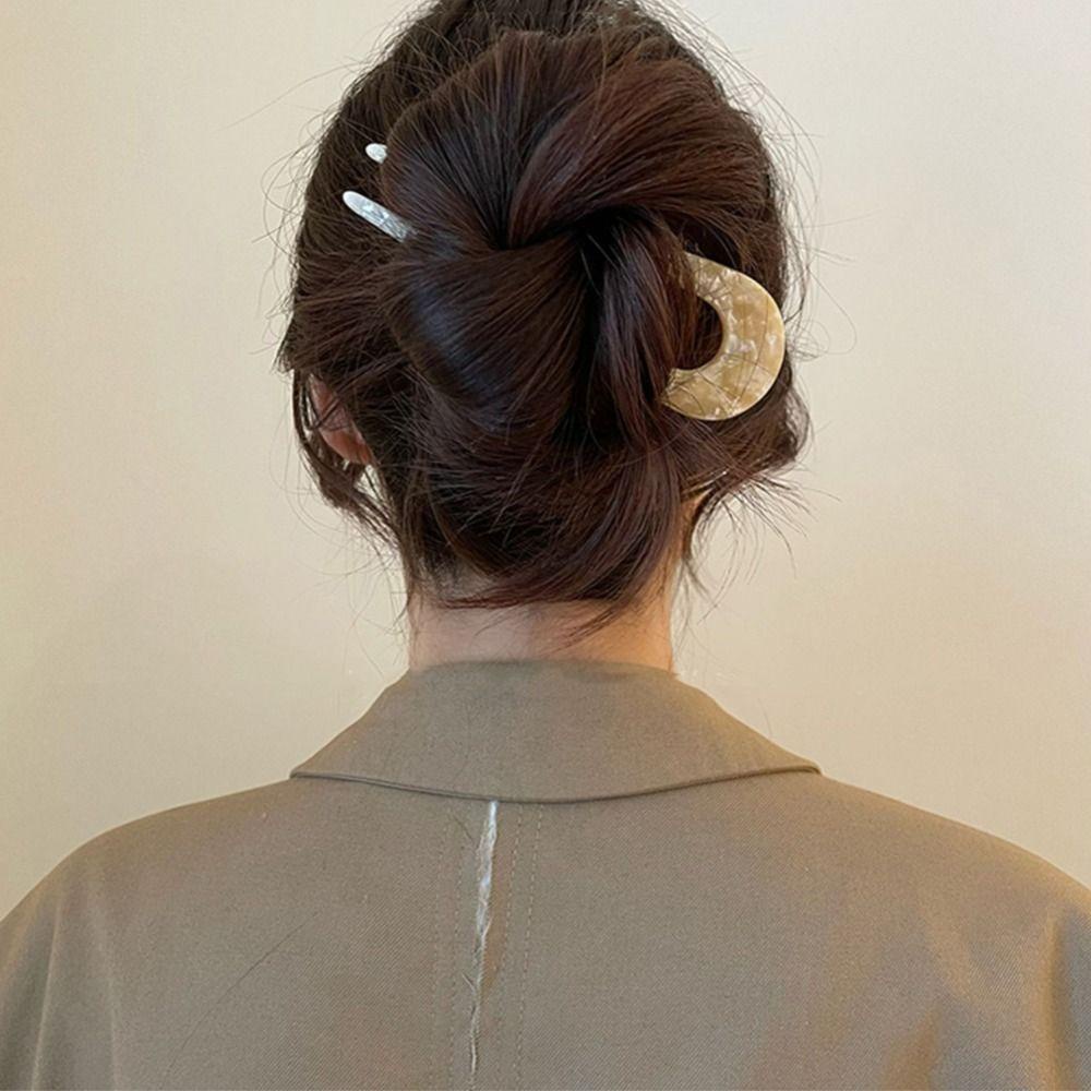 Agustina Asetat Rambut Stik Fashion Hiasan Kepala Sederhana Jepit Rambut Untuk Perempuan U-shape Braided Hairpin Baru Bulang Chinese Hair Fork