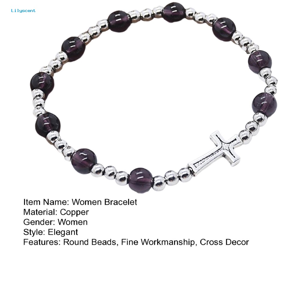 Lilyscent Gelang Wanita Halus Fashion Perhiasan Bulat Batu Alam Bead Women Bracelet Elegan