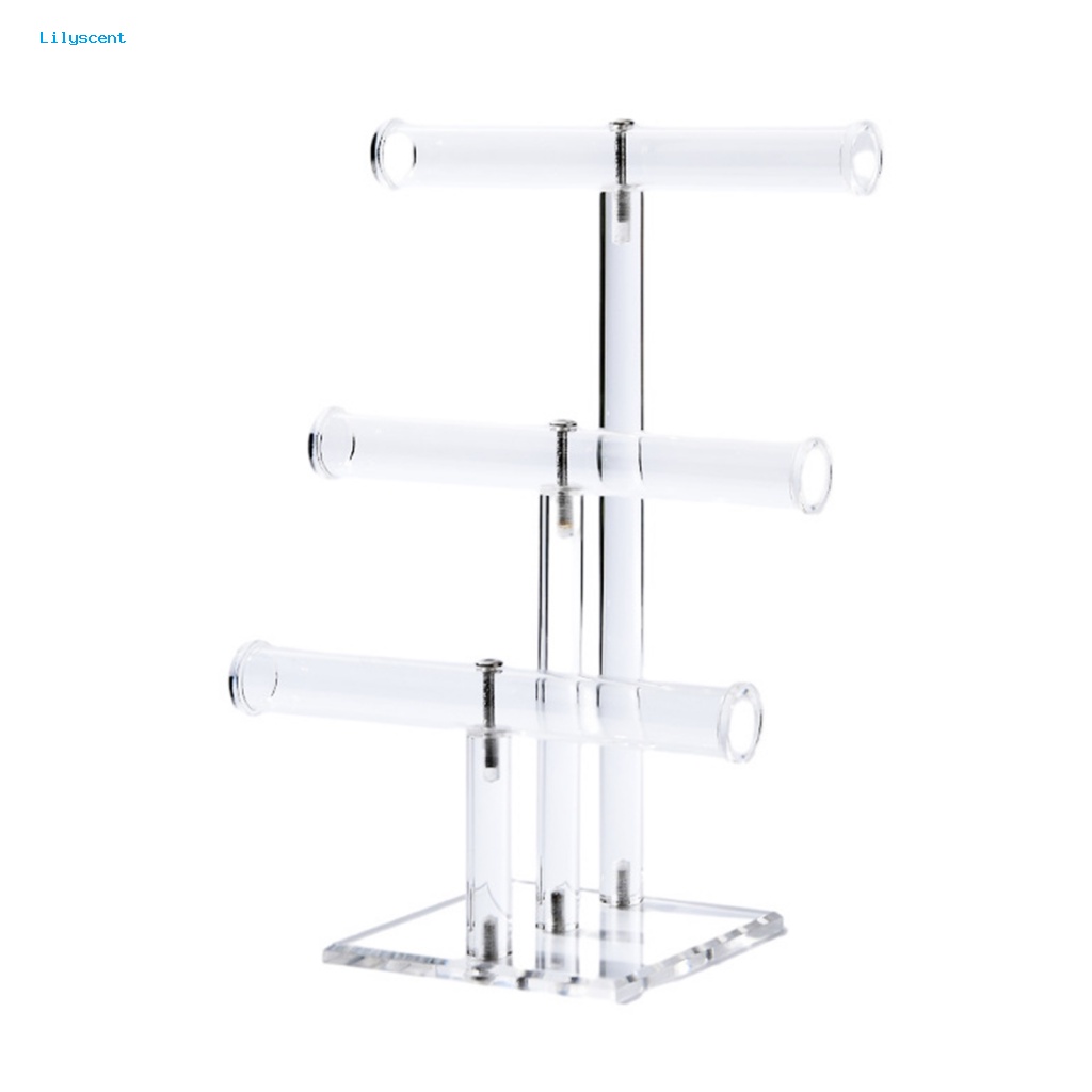 Lilyscent Acrylic Display Stand Pemakaian Rumah Perhiasan Rantai T-bar Rak Display Bertingkat