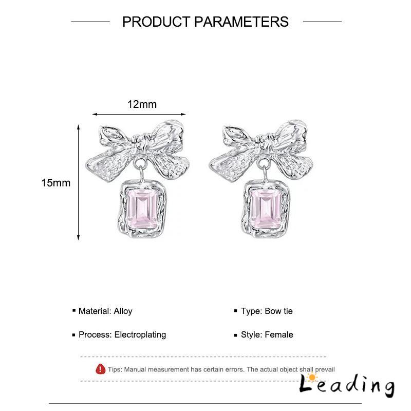 Anting Dasi Kupu-kupu Berlian Zircon Bow Stud Anting Fashion Korea Gaya Untuk Wanita-Le