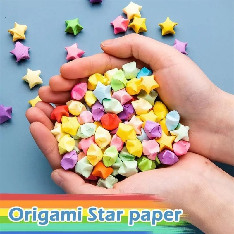 540lembar Strip Bintang Keberuntungan Warna-Warni/Kertas Lipat Bintang Origami Dua Sisi/Kerajinan Tangan DIY Hadiah Hari Valentine