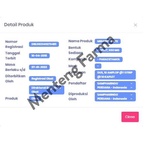Mirasic Forte 650 mg 10 Tablet - Obat Nyeri dan Demam