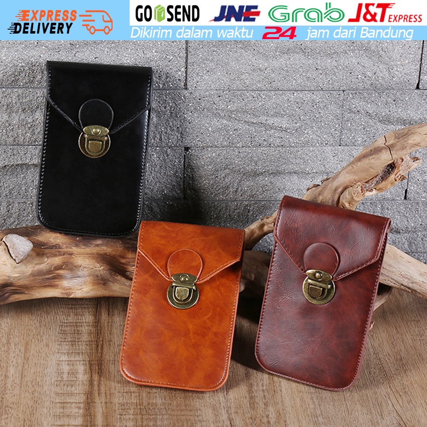 Tas Pinggang Handphone Kulit Buatan / Handphone Leather Case / Tas Ikat Pinggang Ponsel Pria Paruh B