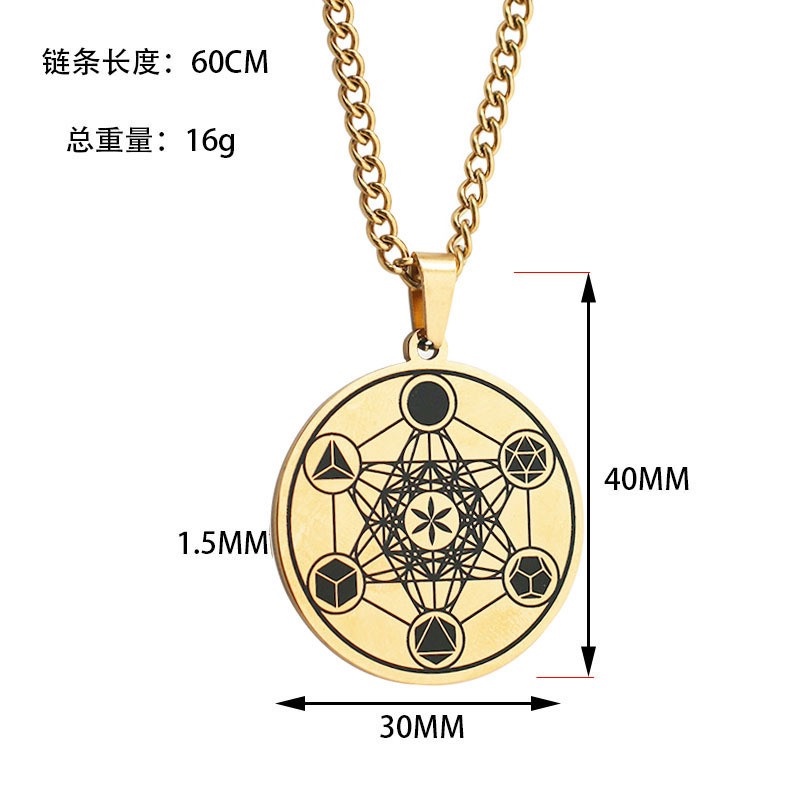 Z H Perhiasan Hip Hop Rock Stainless Steel Life Flower Metatron Life Angel Seal Solomon Liontin Pria Dan Wanita Fashion Baja Titanium Kalung Vintage Punk Aksesoris Pesta