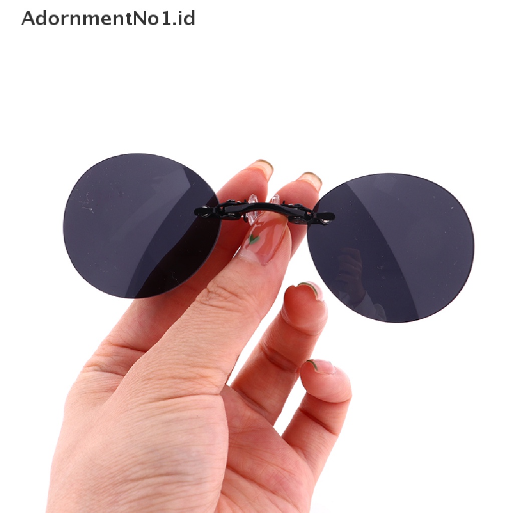 [AdornmentNo1] Kacamata Hitam Mini Tanpa Bingkai Clip On Hidung Lensa Kacamata Bulat Pria Eyeglasses [ID]