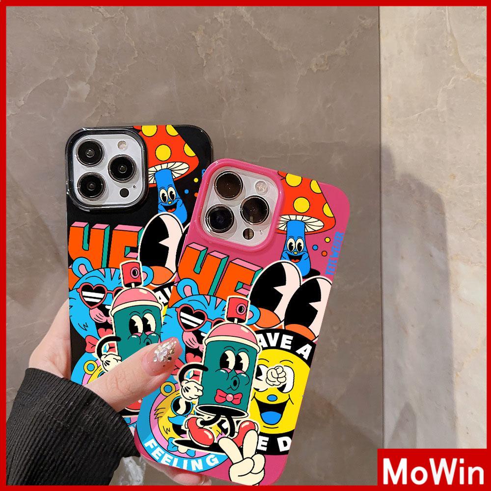 For iPhone 14 Pro Max iPhone Case Black Pink Glossy TPU Soft Case Shockproof Protection Camera Cute Graffiti Compatible with iPhone 13 Pro max 12 Pro Max 11 xr xs max 7Plus 8Plus