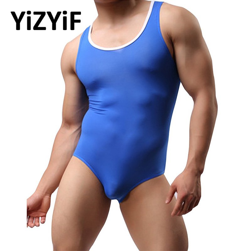 Mankini Thong Underwear Men Bodysuits Jockstrap Stretchy One-piece Swimsuits leotard High Cut Wrestl